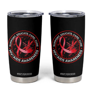 Support Educate Care Cure Tumbler Cup HIV Awareness Month Gift TS12 Black Print Your Wear