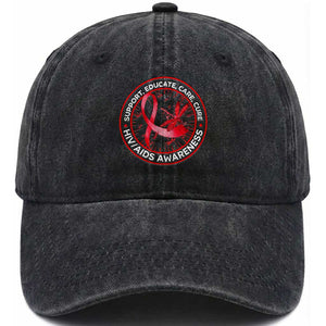Support Educate Care Cure Washed Cotton Baseball Cap HIV Awareness Month Gift TS12 Print Your Wear