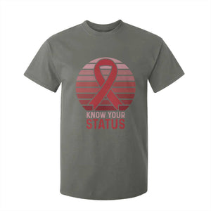 Know Your Status HIV Awareness T Shirt For Kid World Aids Day Gift TS12 Military Green Print Your Wear