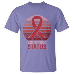 Know Your Status HIV Awareness T Shirt World Aids Day Gift TS12 Violet Print Your Wear