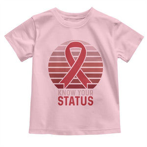 Know Your Status HIV Awareness Toddler T Shirt World Aids Day Gift TS12 Light Pink Print Your Wear