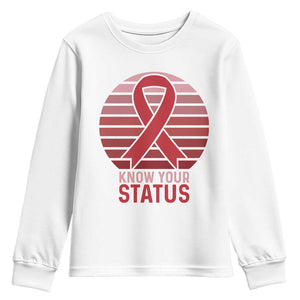 Know Your Status HIV Awareness Youth Sweatshirt World Aids Day Gift TS12 White Print Your Wear