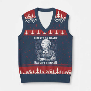 Harriet Tubman Liberty Or Death V-Neck Knit Sweater Vest Female Empowerment History Gift TS12 Navy Red Print Your Wear
