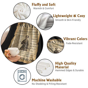 Vintage Harriet Tubman Poster Throw Blanket Wanted For Helping Slaves Escape TS12 Print Your Wear