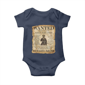 Vintage Harriet Tubman Poster Baby Onesie Wanted For Helping Slaves Escape TS12 Navy Print Your Wear