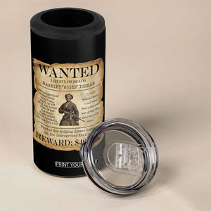 Vintage Harriet Tubman Poster 4 in 1 Can Cooler Tumbler Wanted For Helping Slaves Escape TS12 Print Your Wear