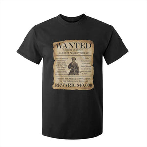 Vintage Harriet Tubman Poster T Shirt For Kid Wanted For Helping Slaves Escape TS12 Black Print Your Wear