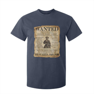 Vintage Harriet Tubman Poster T Shirt For Kid Wanted For Helping Slaves Escape TS12 Navy Print Your Wear