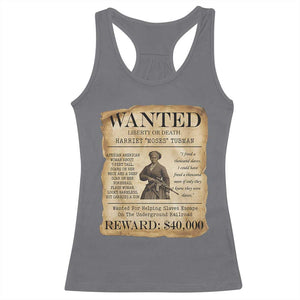 Vintage Harriet Tubman Poster Racerback Tank Top Wanted For Helping Slaves Escape TS12 Charcoal Print Your Wear