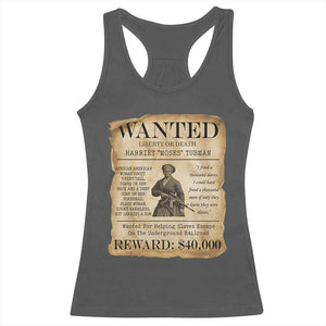 Vintage Harriet Tubman Poster Racerback Tank Top Wanted For Helping Slaves Escape TS12 Dark Heather Print Your Wear