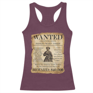 Vintage Harriet Tubman Poster Racerback Tank Top Wanted For Helping Slaves Escape TS12 Maroon Print Your Wear