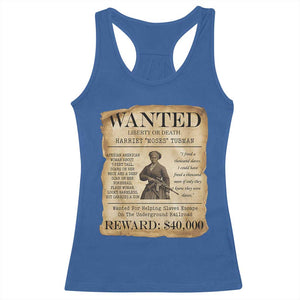 Vintage Harriet Tubman Poster Racerback Tank Top Wanted For Helping Slaves Escape TS12 Royal Blue Print Your Wear