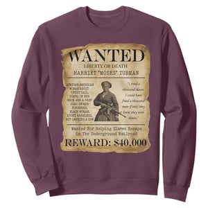 Vintage Harriet Tubman Poster Sweatshirt Wanted For Helping Slaves Escape TS12 Maroon Print Your Wear