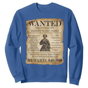 Vintage Harriet Tubman Poster Sweatshirt Wanted For Helping Slaves Escape TS12 Royal Blue Print Your Wear