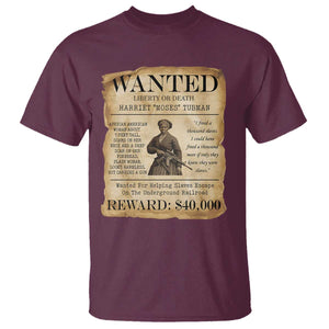 Vintage Harriet Tubman Poster T Shirt Wanted For Helping Slaves Escape TS12 Maroon Print Your Wear