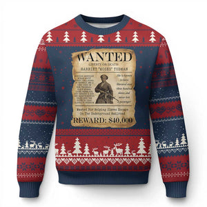 Harriet Tubman Wanted Reward Poster Ugly Christmas Sweater Liberty Or Death TS12 Navy Red Print Your Wear