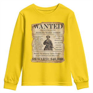 Harriet Tubman Wanted Reward Poster Youth Sweatshirt Liberty Or Death TS12 Daisy Print Your Wear