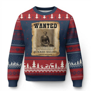 Harriet Tubman Wanted Reward Poster Ugly Christmas Sweater Freedom Or Death TS12 Navy Red Print Your Wear
