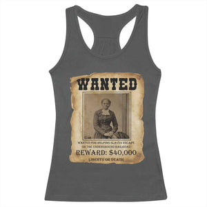 Harriet Tubman Wanted Reward Poster Racerback Tank Top Freedom Or Death TS12 Dark Heather Print Your Wear