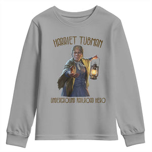 Harriet Tubman Youth Sweatshirt Underground Railroad Hero Black History Month Gift TS12 Sport Gray Print Your Wear