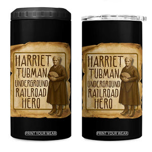 Underground Railroad Hero Harriet Tubman 4 in 1 Can Cooler Tumbler Feminist History Gift TS12 One Size: 16 oz Black Print Your Wear
