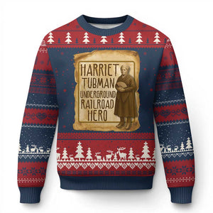 Underground Railroad Hero Harriet Tubman Ugly Christmas Sweater Feminist History Gift TS12 Navy Red Print Your Wear