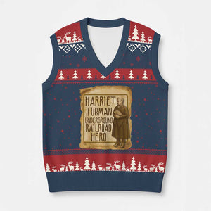 Underground Railroad Hero Harriet Tubman V-Neck Knit Sweater Vest Feminist History Gift TS12 Navy Red Print Your Wear