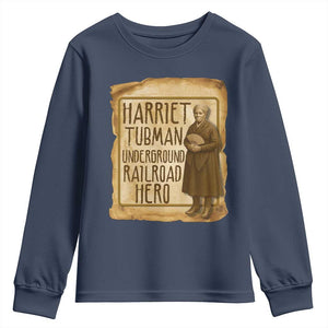 Underground Railroad Hero Harriet Tubman Youth Sweatshirt Feminist History Gift TS12 Navy Print Your Wear