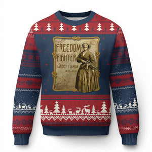 Harriet Tubman Freedom Fighter Ugly Christmas Sweater Feminist History Gift TS12 Navy Red Print Your Wear