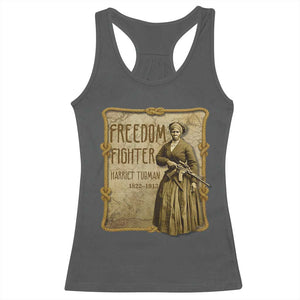 Harriet Tubman Freedom Fighter Racerback Tank Top Feminist History Gift TS12 Dark Heather Print Your Wear