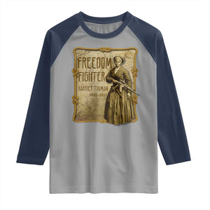 Harriet Tubman Freedom Fighter Raglan Shirt Feminist History Gift TS12 Sport Gray Navy Print Your Wear