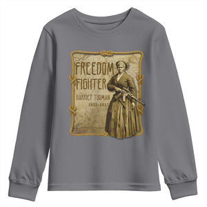 Harriet Tubman Freedom Fighter Youth Sweatshirt Feminist History Gift TS12 Charcoal Print Your Wear