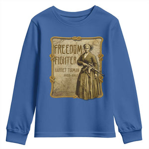 Harriet Tubman Freedom Fighter Youth Sweatshirt Feminist History Gift TS12 Royal Blue Print Your Wear