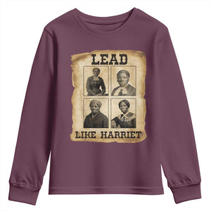 Vintage Harriet Tubman Poster Youth Sweatshirt Lead Like Harriet TS12 Maroon Print Your Wear