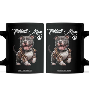 Pitbull Mom Coffee Mug Cute Pitbull Puppy Dog Lovers TS12 Black Print Your Wear