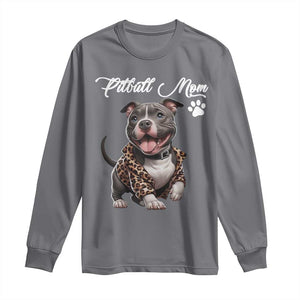 Pitbull Mom Long Sleeve Shirt Cute Pitbull Puppy Dog Lovers TS12 Charcoal Print Your Wear