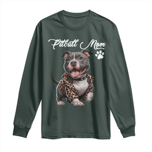 Pitbull Mom Long Sleeve Shirt Cute Pitbull Puppy Dog Lovers TS12 Dark Forest Green Print Your Wear