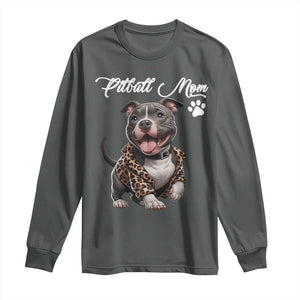 Pitbull Mom Long Sleeve Shirt Cute Pitbull Puppy Dog Lovers TS12 Dark Heather Print Your Wear
