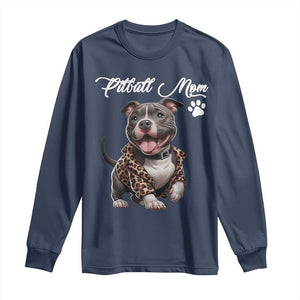 Pitbull Mom Long Sleeve Shirt Cute Pitbull Puppy Dog Lovers TS12 Navy Print Your Wear