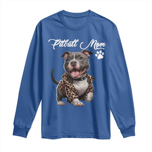 Pitbull Mom Long Sleeve Shirt Cute Pitbull Puppy Dog Lovers TS12 Royal Blue Print Your Wear