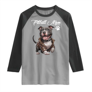 Pitbull Mom Raglan Shirt Cute Pitbull Puppy Dog Lovers TS12 Sport Gray Black Print Your Wear