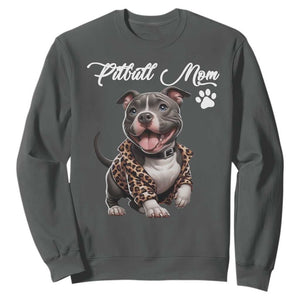 Pitbull Mom Sweatshirt Cute Pitbull Puppy Dog Lovers TS12 Dark Heather Print Your Wear