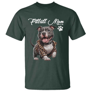 Pitbull Mom T Shirt Cute Pitbull Puppy Dog Lovers TS12 Dark Forest Green Print Your Wear