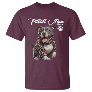 Pitbull Mom T Shirt Cute Pitbull Puppy Dog Lovers TS12 Maroon Print Your Wear