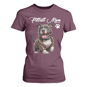 Pitbull Mom T Shirt For Women Cute Pitbull Puppy Dog Lovers TS12 Maroon Print Your Wear