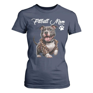 Pitbull Mom T Shirt For Women Cute Pitbull Puppy Dog Lovers TS12 Navy Print Your Wear