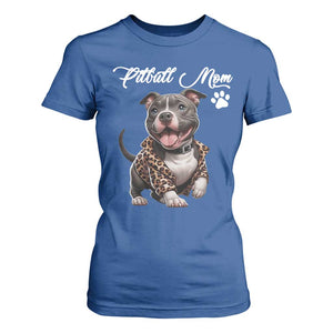 Pitbull Mom T Shirt For Women Cute Pitbull Puppy Dog Lovers TS12 Royal Blue Print Your Wear