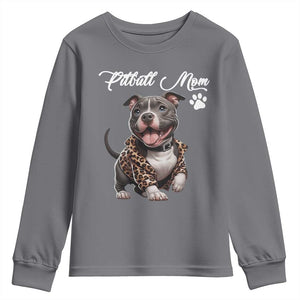 Pitbull Mom Youth Sweatshirt Cute Pitbull Puppy Dog Lovers TS12 Charcoal Print Your Wear