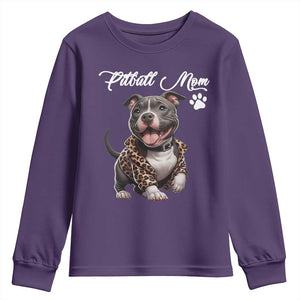 Pitbull Mom Youth Sweatshirt Cute Pitbull Puppy Dog Lovers TS12 Purple Print Your Wear
