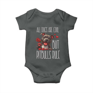 Pitbull Lover Baby Onesie All Dogs Are Cool But Pitbulls Rule TS12 Dark Heather Print Your Wear